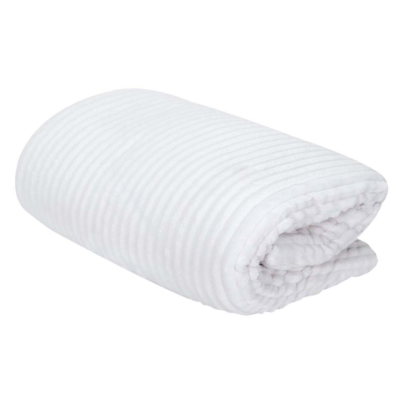Plaid Flanelle Côtelé 180x220cm Blanc et Sherpa Plaid Flanelle Côtelé 180x220cm Blanc et Sherpa