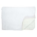 Plaid Flanelle Côtelé 180x220cm Blanc et Sherpa