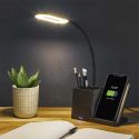 Lampe LED de bureau 3 en 1 avec support chargeur induction smartphone et pot à crayon