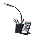 Lampe LED de bureau 3 en 1 avec support chargeur induction smartphone et pot à crayon