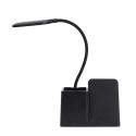 Lampe LED de bureau 3 en 1 avec support chargeur induction smartphone et pot à crayon