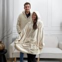 Sweat plaid à Capuche Fermeture Intérieure Beige, Confort et Chaleur Cocooning