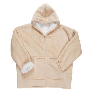 Sweat plaid à Capuche Fermeture Intérieure Beige, Confort et Chaleur Cocooning