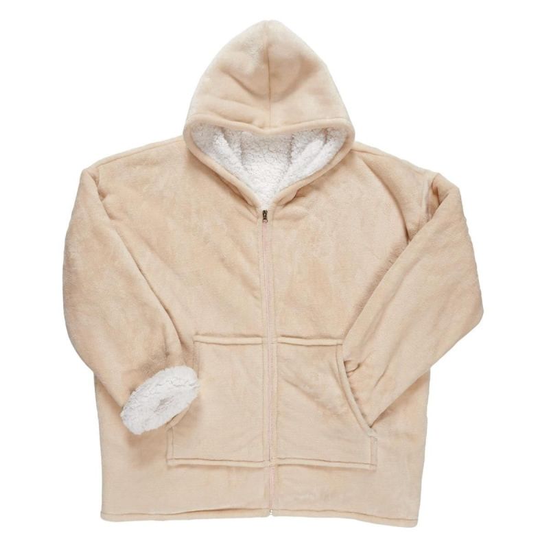 Sweat plaid à Capuche Fermeture Intérieure Beige, Confort et Chaleur Cocooning Sweat plaid à Capuche Fermeture Intérieure Beige, Confort et Chaleur Cocooning