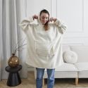 Sweat Plaid Blanc Ultra-Confort, Imitation Fourrure et Chaleur Cocooning