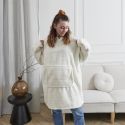 Sweat Plaid Blanc Ultra-Confort, Imitation Fourrure et Chaleur Cocooning