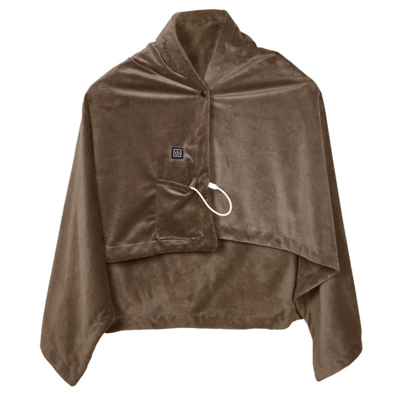 Poncho Plaid Polaire Chauffant Gris Anthracite Poncho Plaid Polaire Chauffant Gris Anthracite