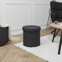 Pouf Coffre Pliable Noir 38x38 cm