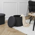 Pouf Coffre Pliable Noir 38x38 cm
