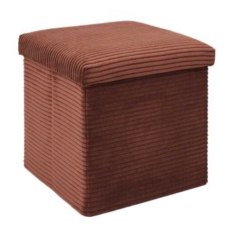 Pouf Coffre Pliable Côtelé Terracotta 38x38 cm
