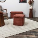Pouf Coffre Pliable Côtelé Terracotta 38x38 cm