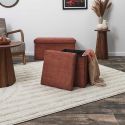 Pouf Coffre Pliable Côtelé Terracotta 38x38 cm