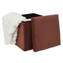 Pouf Coffre Pliable Côtelé Terracotta 38x38 cm