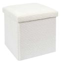 Pouf Coffre Pliable Côtelé Beige 38x38 cm