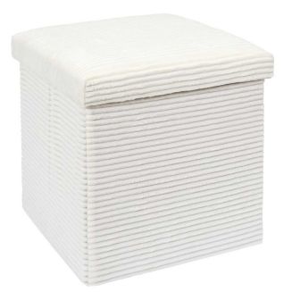 Pouf Coffre Pliable Côtelé Beige 38x38 cm