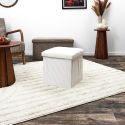 Pouf Coffre Pliable Côtelé Beige 38x38 cm