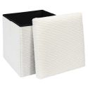Pouf Coffre Pliable Côtelé Beige 38x38 cm