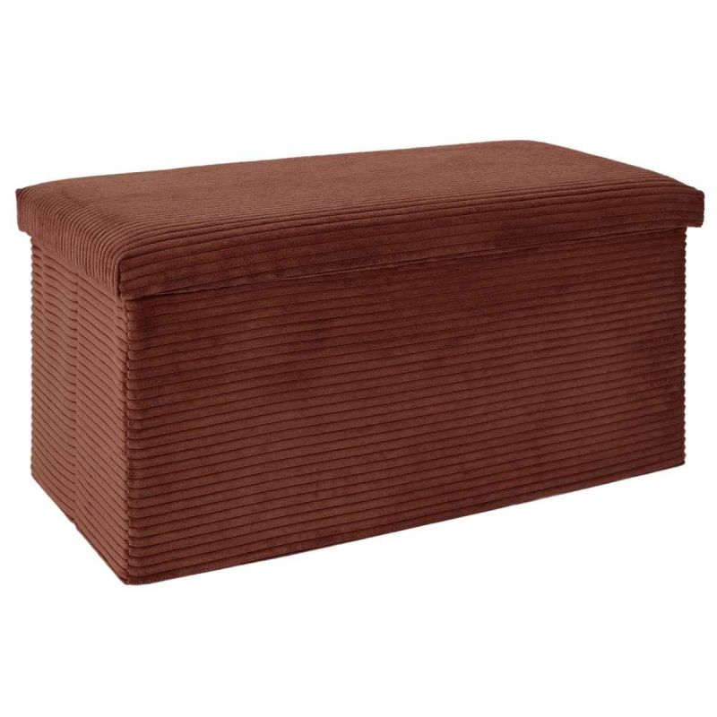 Banc Coffre Pliable Côtelé Terracotta 76x38 cm