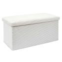 Banc Coffre Pliable Côtelé Beige 76x38 cm