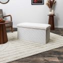 Banc Coffre Pliable Côtelé Beige 76x38 cm