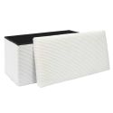 Banc Coffre Pliable Côtelé Beige 76x38 cm