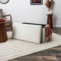 Banc Coffre Pliable Côtelé Beige 76x38 cm