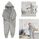 Combinaison Sherpa Enfant Gris, Confort Ultime, Idéale pour les Soirées Pyjama