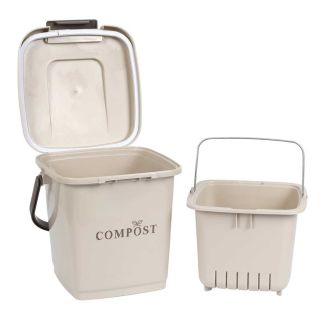 Poubelle à Compost 8L avec Panier Perforé et Couvercle à Clapet