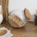 Bocal en verre à 2 positions avec bouchon en acacia