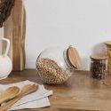 Bocal en verre à 2 positions avec bouchon en acacia