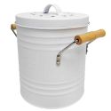 Poubelle à Compost 4L Métal avec Couvercle et Poignées en Bois