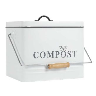 Poubelle à Compost 10L Métal avec Poignée et Couvercle avec Filtre