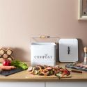Poubelle à Compost 10L Métal avec Poignée et Couvercle avec Filtre
