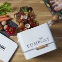 Poubelle à Compost 10L Métal avec Poignée et Couvercle avec Filtre