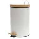 Poubelles à Pédale 12L et 3L en Métal et Bambou Blanc