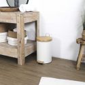 Poubelles à Pédale 12L et 3L en Métal et Bambou Blanc
