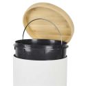 Poubelles à Pédale 12L et 3L en Métal et Bambou Blanc