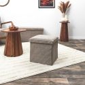 Pouf Coffre Pliable Côtelé Taupe 38x38 cm