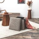 Pouf Coffre Pliable Côtelé Taupe 38x38 cm