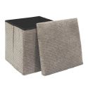 Pouf Coffre Pliable Côtelé Taupe 38x38 cm