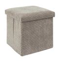Pouf Coffre Pliable Côtelé Taupe 38x38 cm