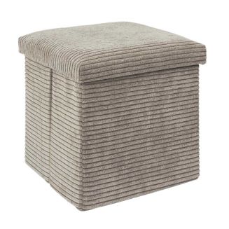 Pouf Coffre Pliable Côtelé Taupe 38x38 cm