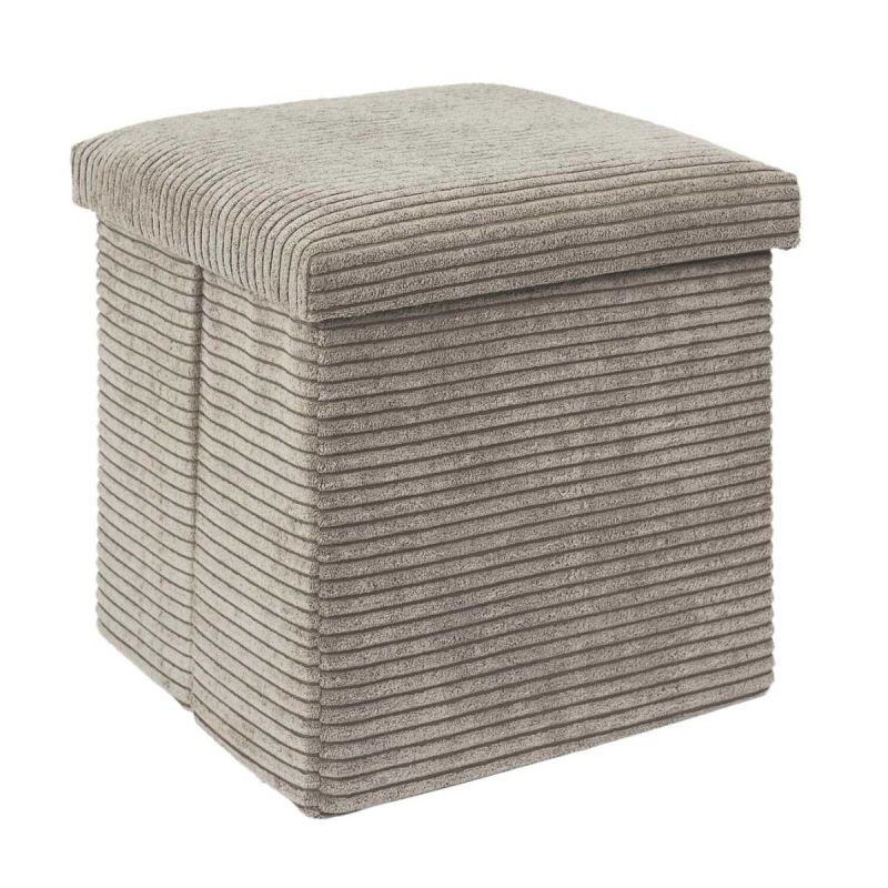Pouf Coffre Pliable Côtelé Taupe 38x38 cm Pouf Coffre Pliable Côtelé Taupe 38x38 cm
