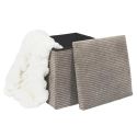 Pouf Coffre Pliable Côtelé Taupe 38x38 cm