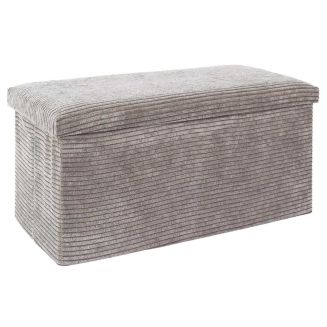 Banc Coffre Pliable Côtelé Taupe 76x38 cm