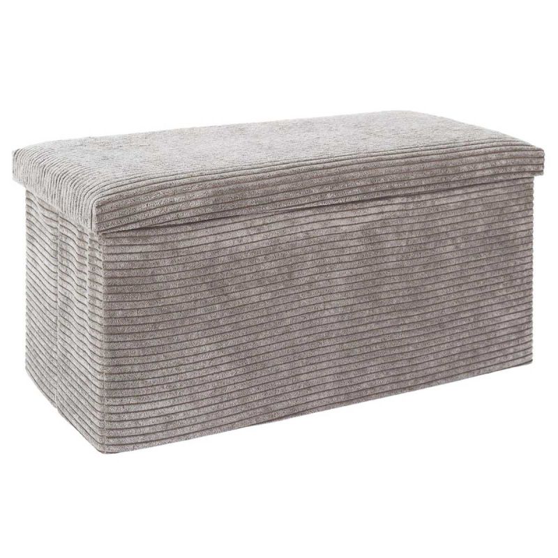Banc Coffre Pliable Côtelé Taupe 76x38 cm