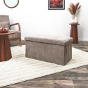 Banc Coffre Pliable Côtelé Taupe 76x38 cm