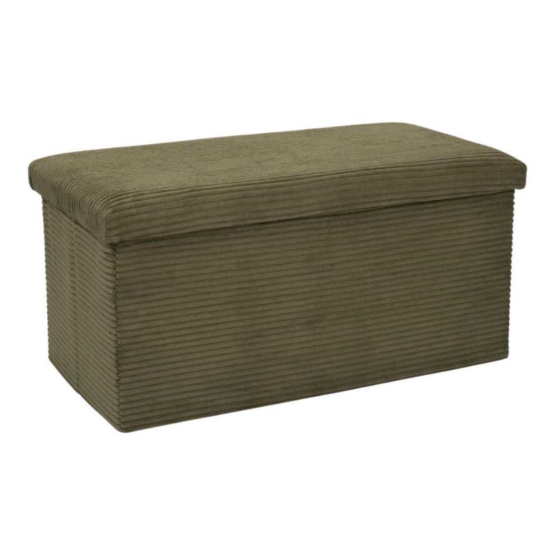 AMORY - Banc coffre pliable côtelé vert 76x38 cm