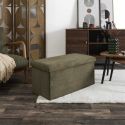 AMORY - Banc coffre pliable côtelé vert 76x38 cm