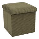 AMORY - Pouf coffre pliable côtelé vert 38x38 cm
